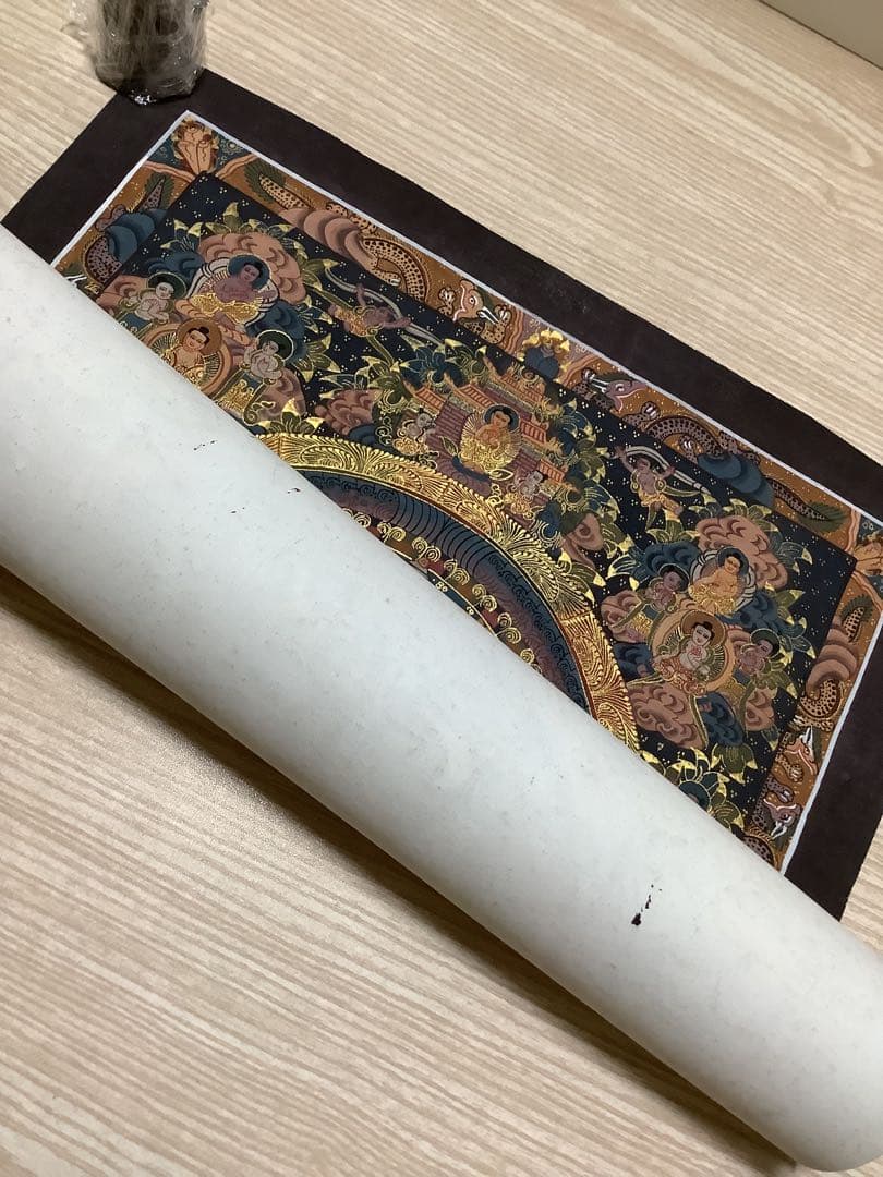 《 チベット密教　新品　1点物 》 手描き　曼荼羅　仏陀　釈迦　仏画　仏教　e2