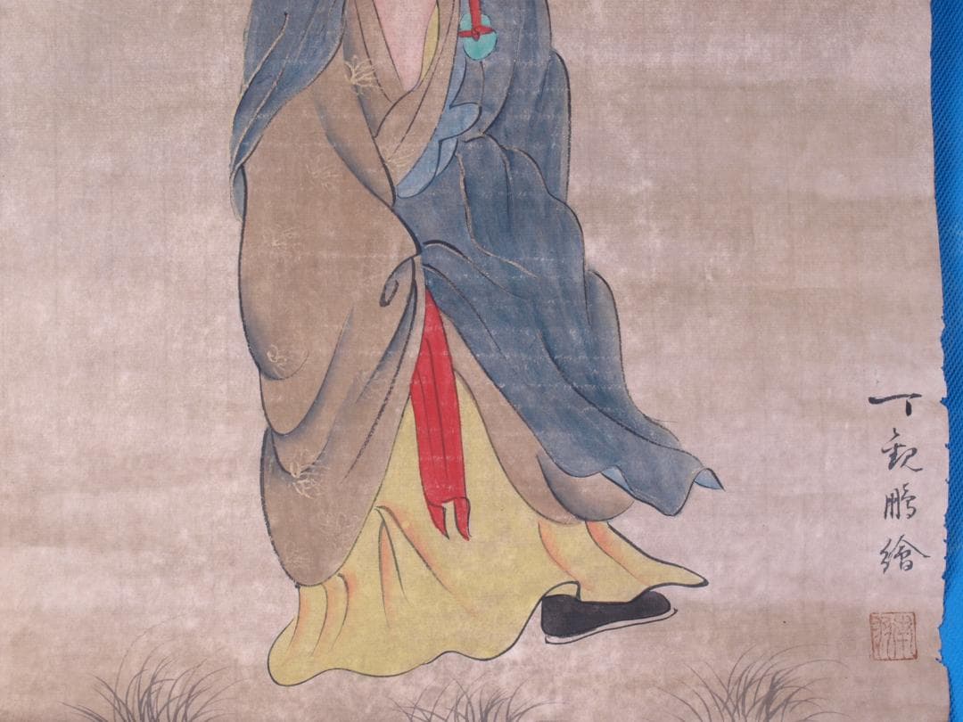 蔵整理品　中国清時代絵　肉筆水彩絵　骨董品　唐物 R1702 C6-3