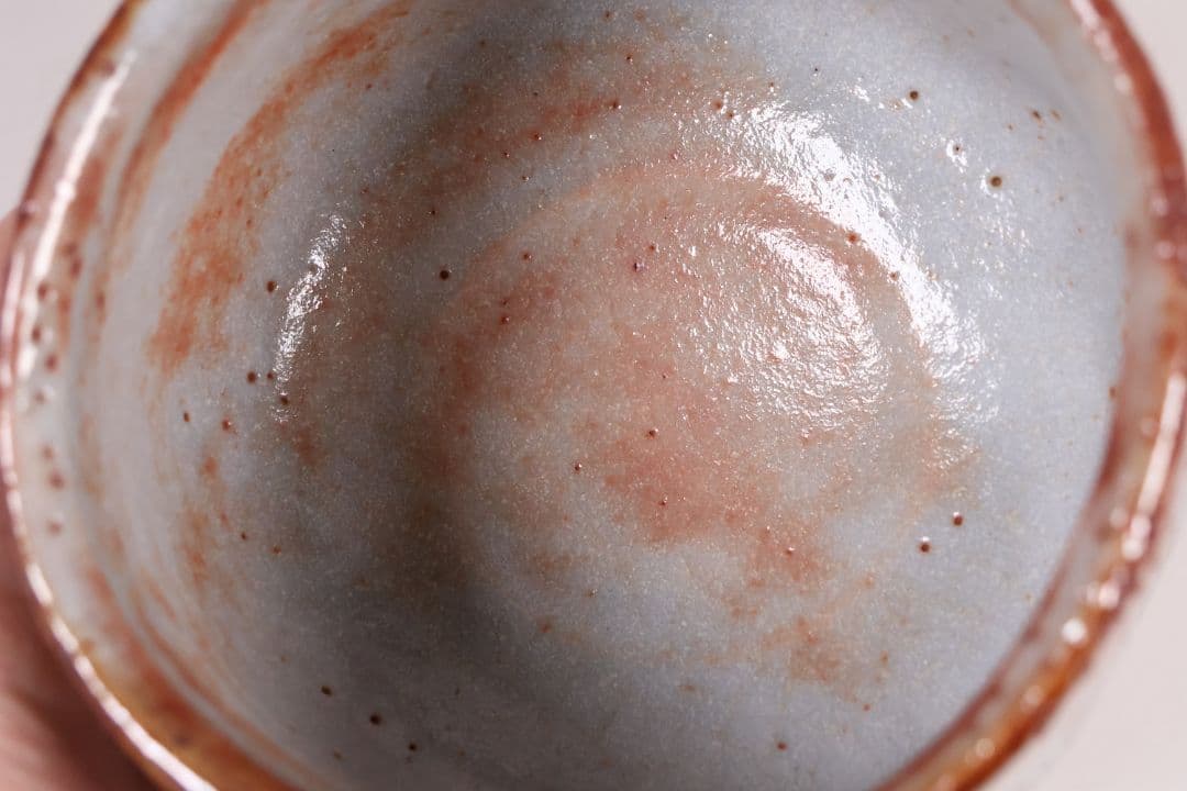 茶道具 源九郎窯 加藤健 鼠志野 茶碗 共箱・共布・略歴 陶芸【MA595】