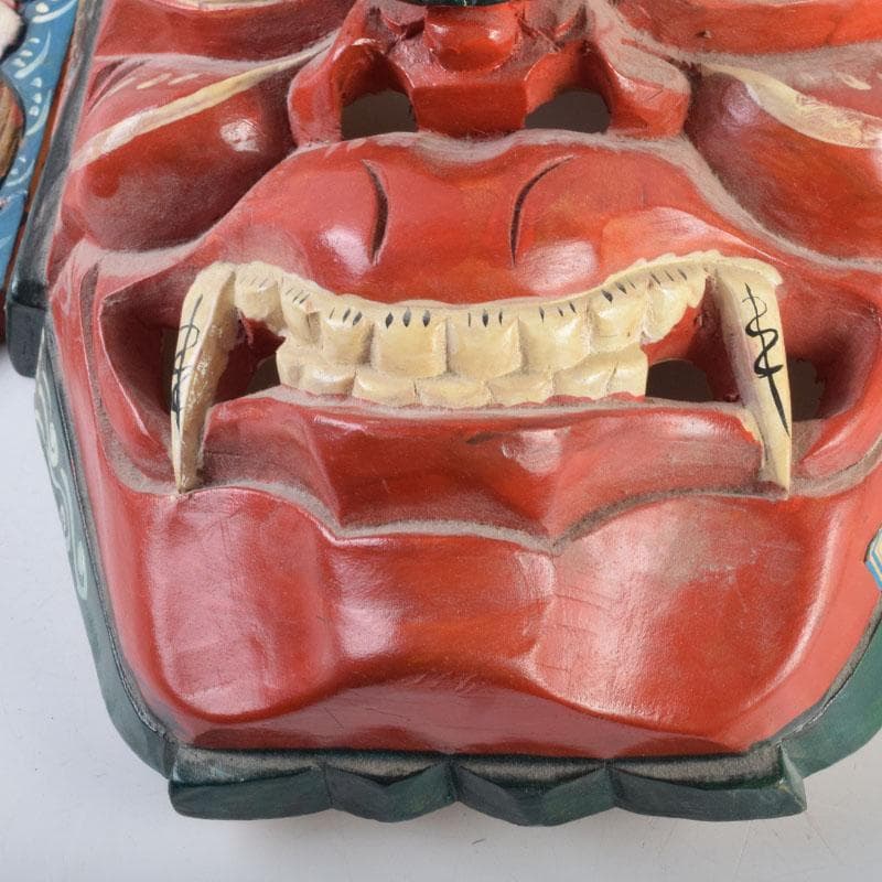 バリ島　インドネシア　彩色木彫　面　壁掛　N　9207A