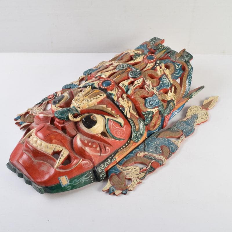 バリ島　インドネシア　彩色木彫　面　壁掛　N　9207A