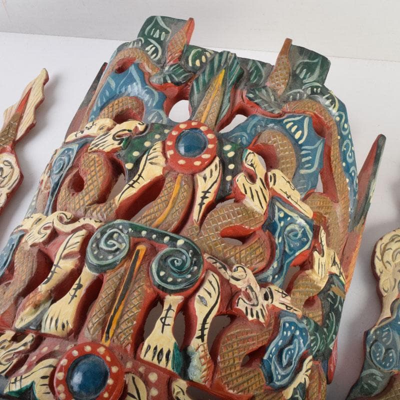 バリ島　インドネシア　彩色木彫　面　壁掛　N　9207A