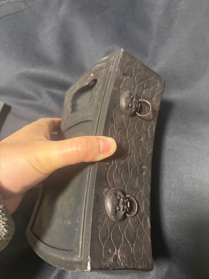 中国古美術品　神獣彫硯　雪浪金星硯　清の時代　高鳳翰