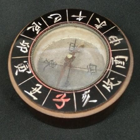 和磁石　方位磁針　木製　コンパス　アンティーク　骨董　江戸　明治　④