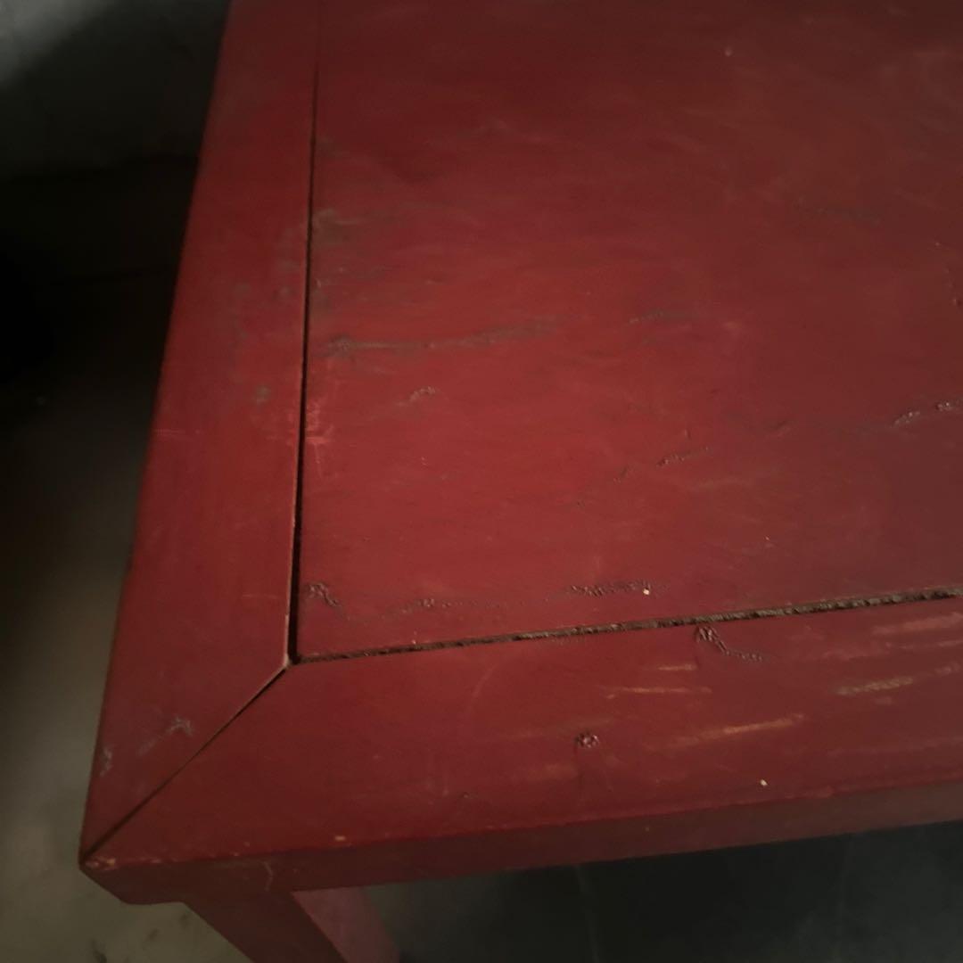 ヴィンテージ　赤い木製座卓　花台かもしれません