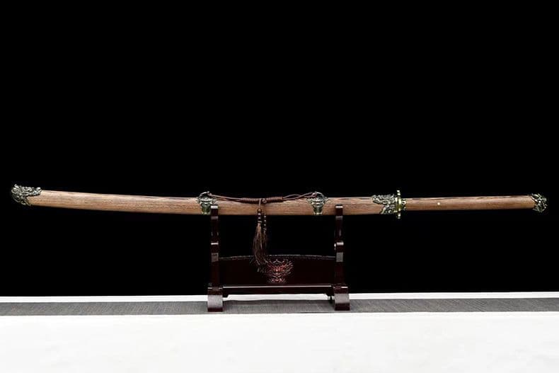 【青龍の苗刀】繍春刀 牛尾刀 苗刀 手鍛造打 冷兵器 古兵器 刀装具 両手刀