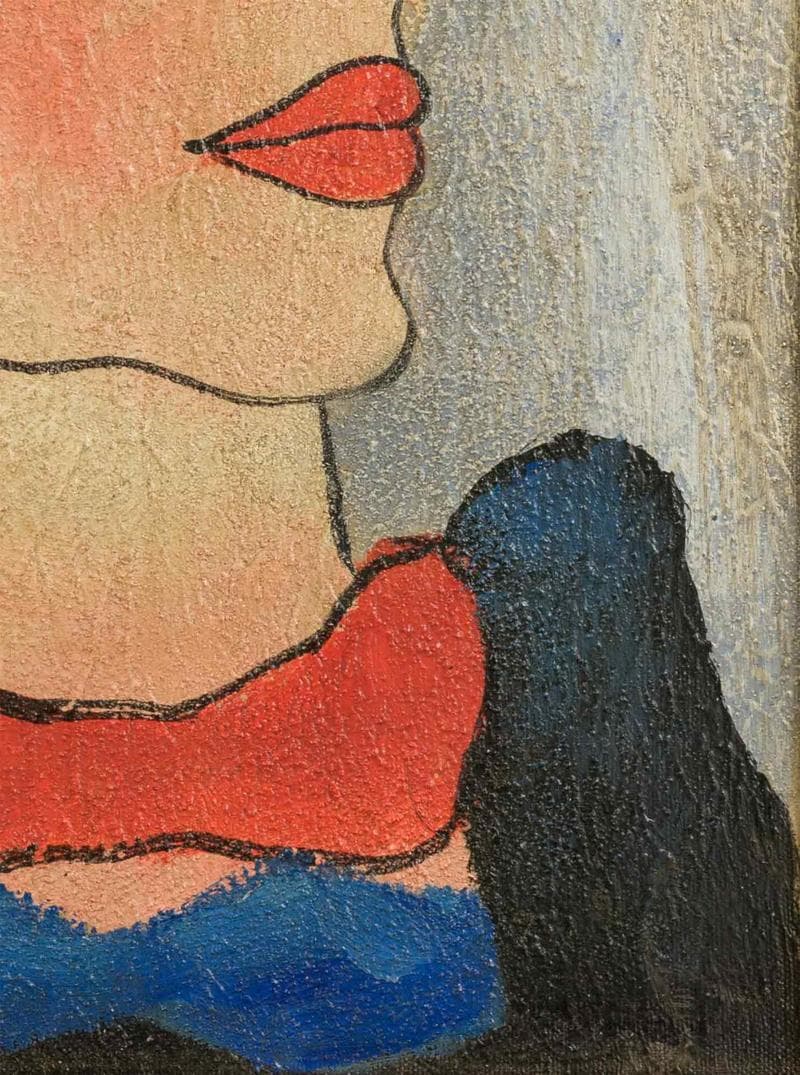 ピカソ　ミクストメディア　肉筆『婦人像』表サイン　鑑定証　F6号　額装　b809