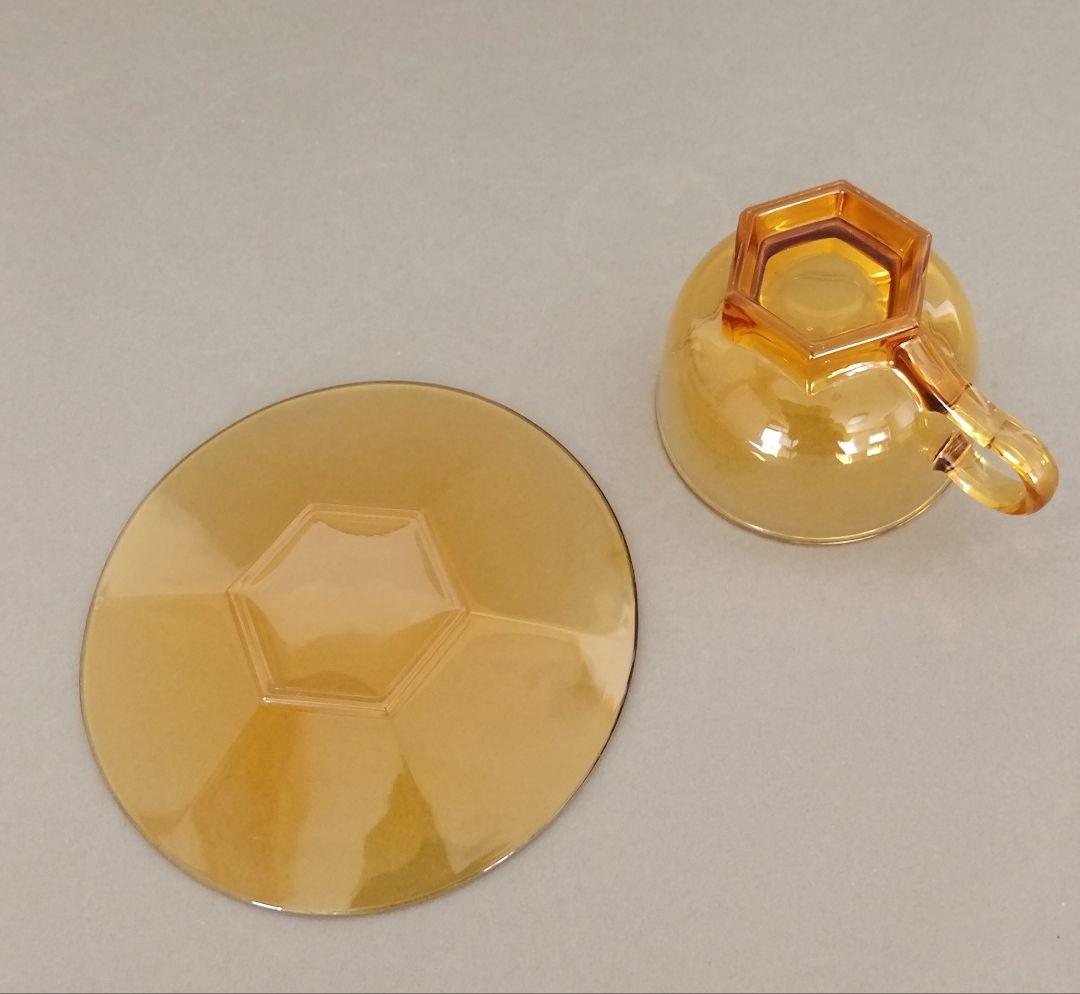 昭和中期 硝子六角形コーヒーカップ5点セット