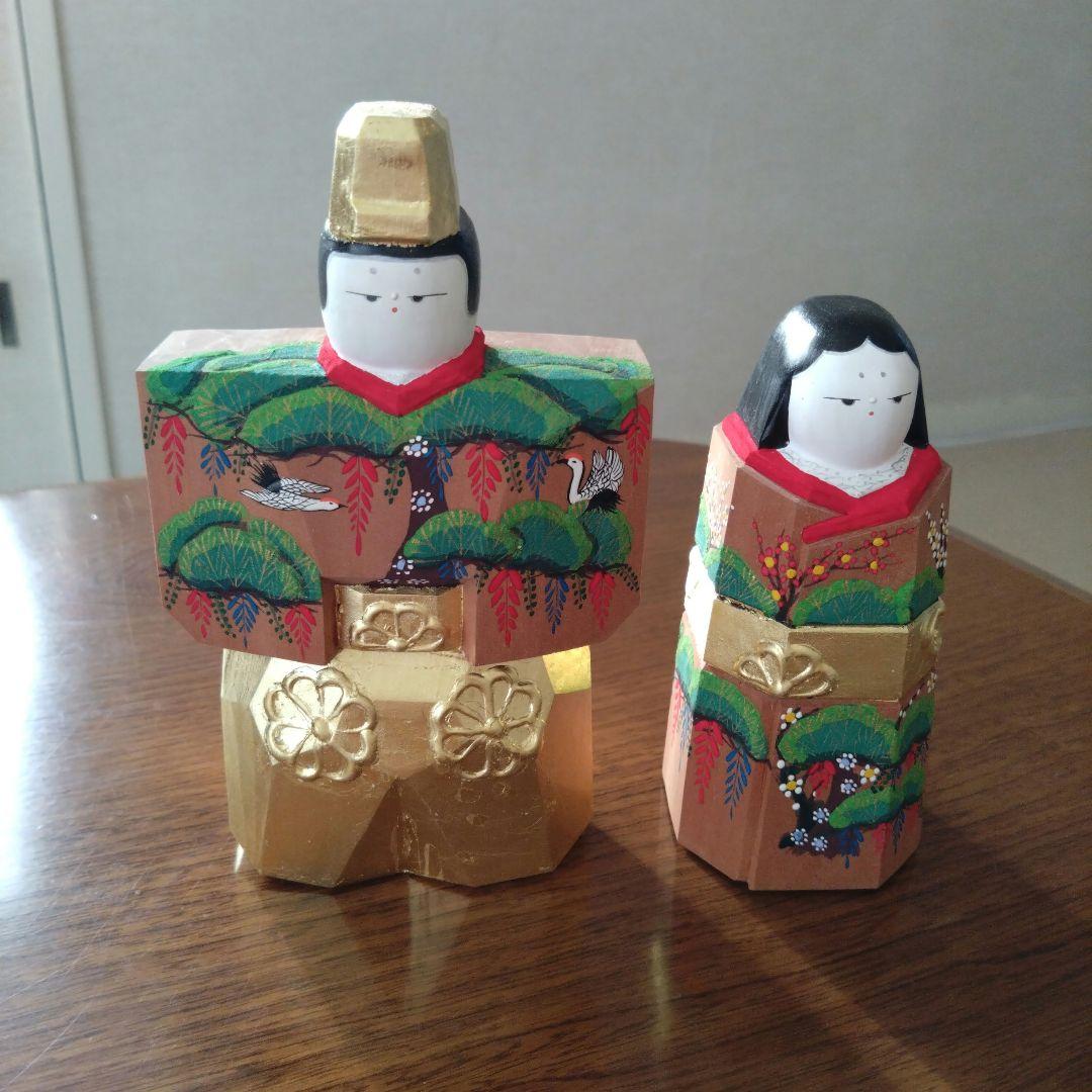 奈良一刀彫　立雛　鎌田麦風