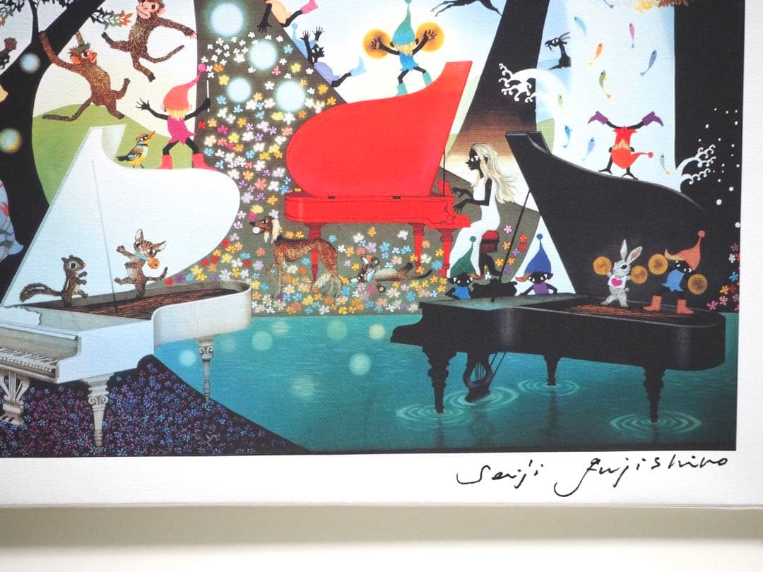 真作■藤城清治 版画 大作 こびとの楽園 キャンバスにジクレー■絵画 レフグラフ