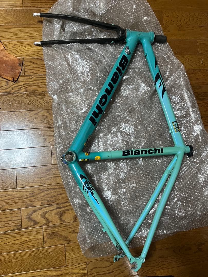 Bianchi ロードバイクフレーム 水色 カーボンフォーク 中古