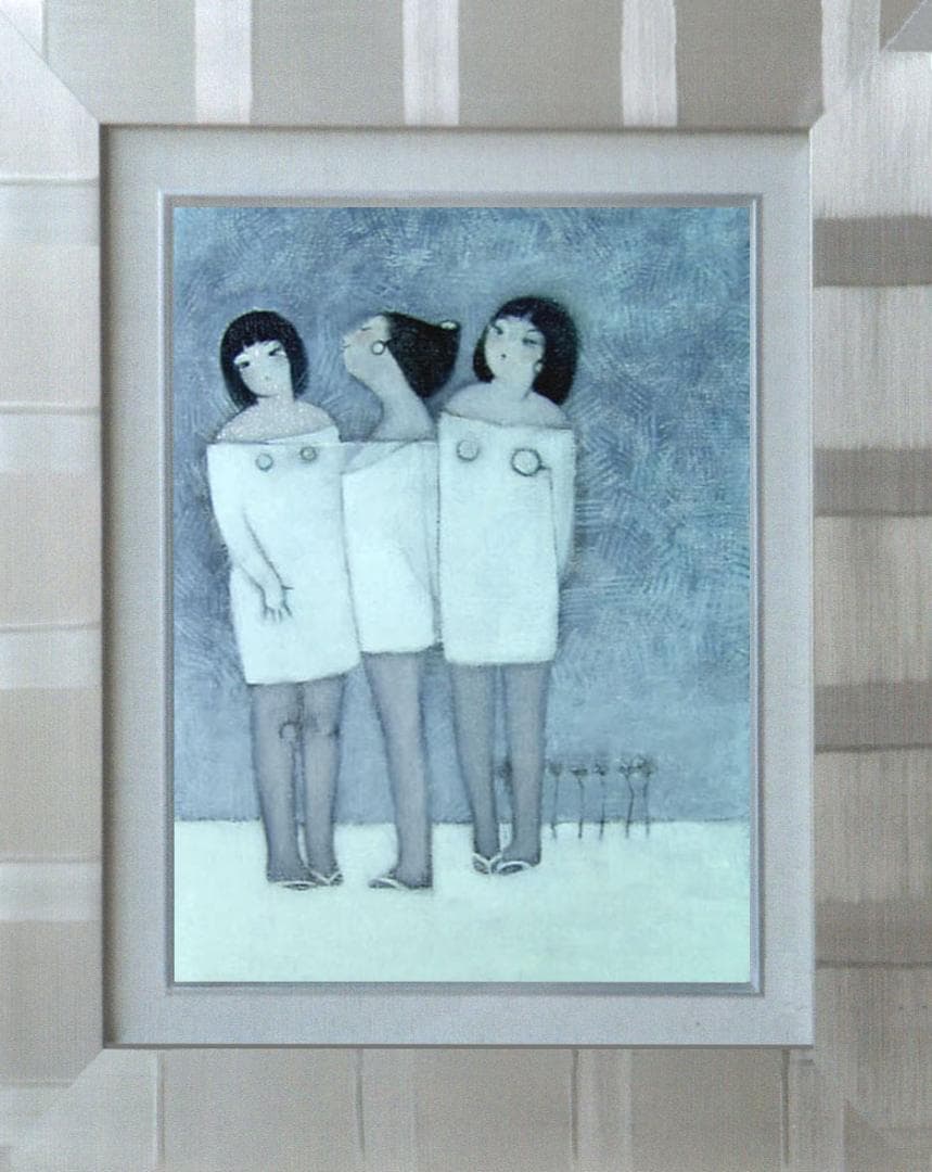 油絵 菅家令子 絵 絵画 インテリア F4-142023 女性像 雪国の子供たち