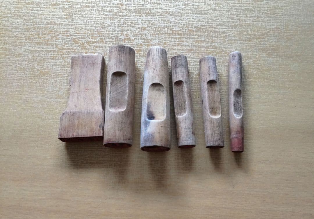 明治期　ツゲ材手彫り印 9種6本