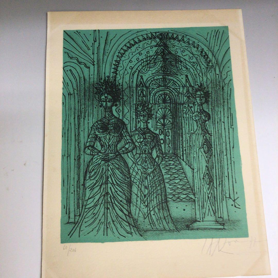 ★ジャン・カルズー リトグラフ　版画 金色フレーム