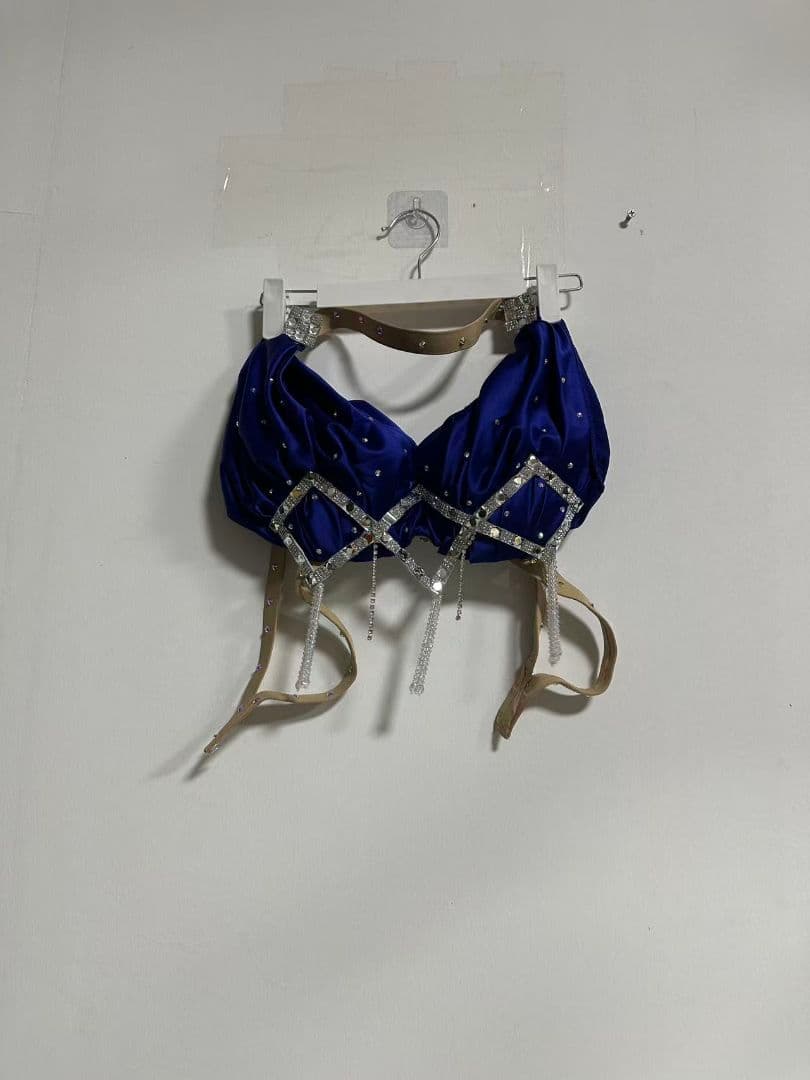 新品 ベリーダンス衣装　上下セット ロイヤルブルー オリエンタル　オーダーメイド