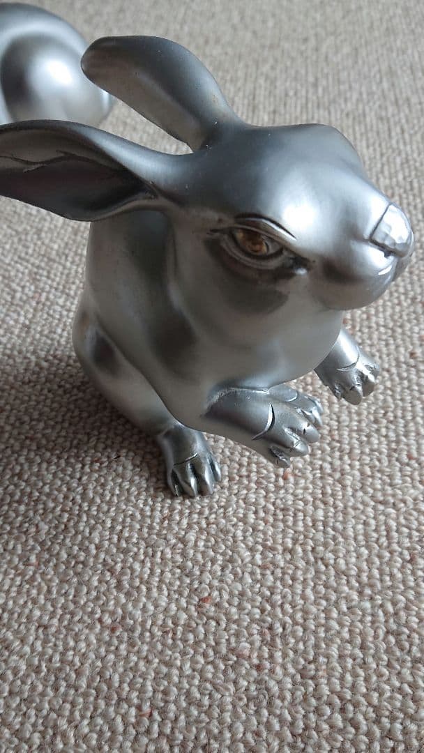 時代 鋳銅 兎 二羽 木箱入