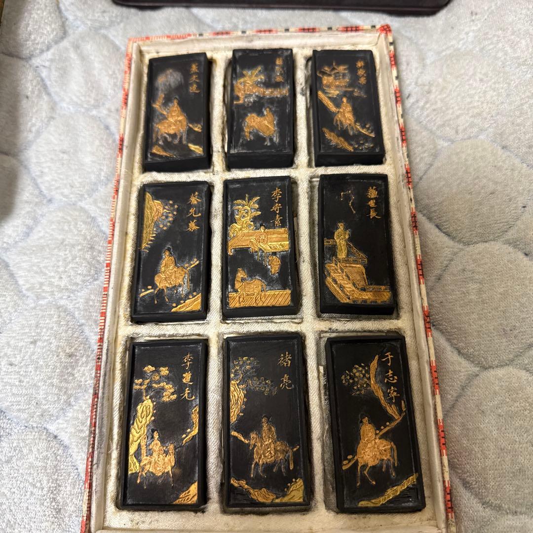 清墨 古墨 書道用具 書法 文房用具 紅木箱付き