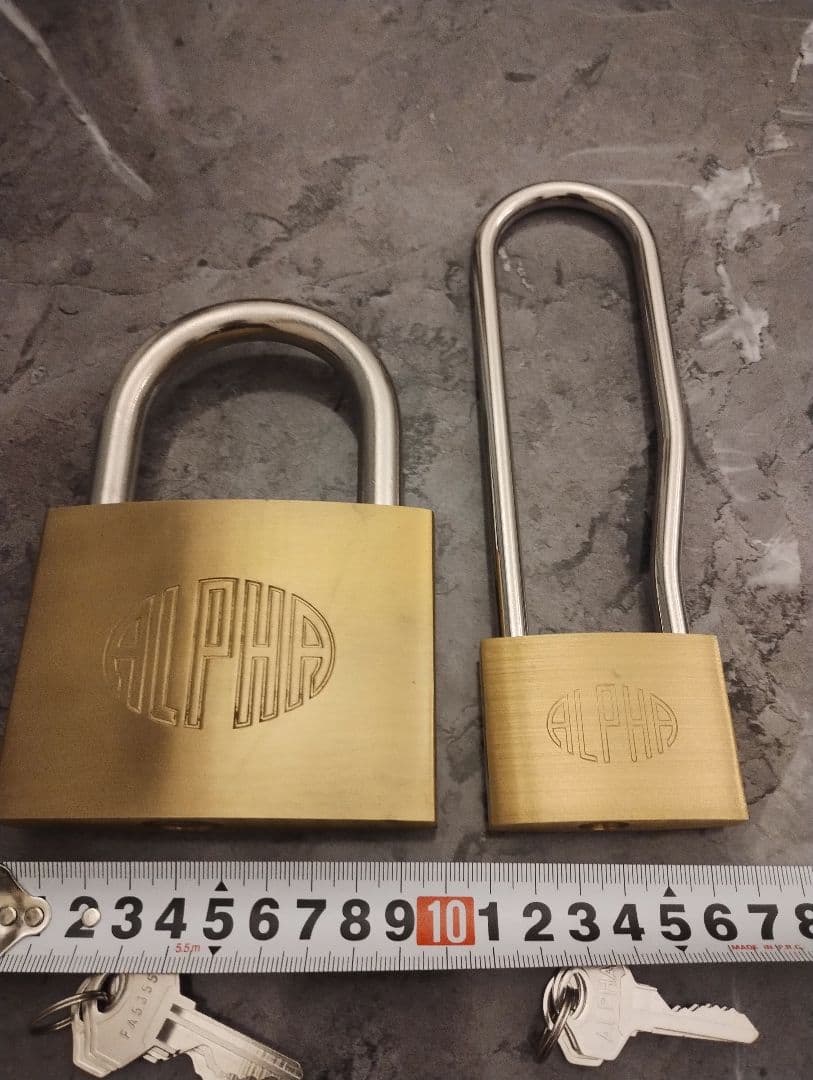 ALPHA 南京錠 ＮＯ.100mm・60mm 鍵3本付き