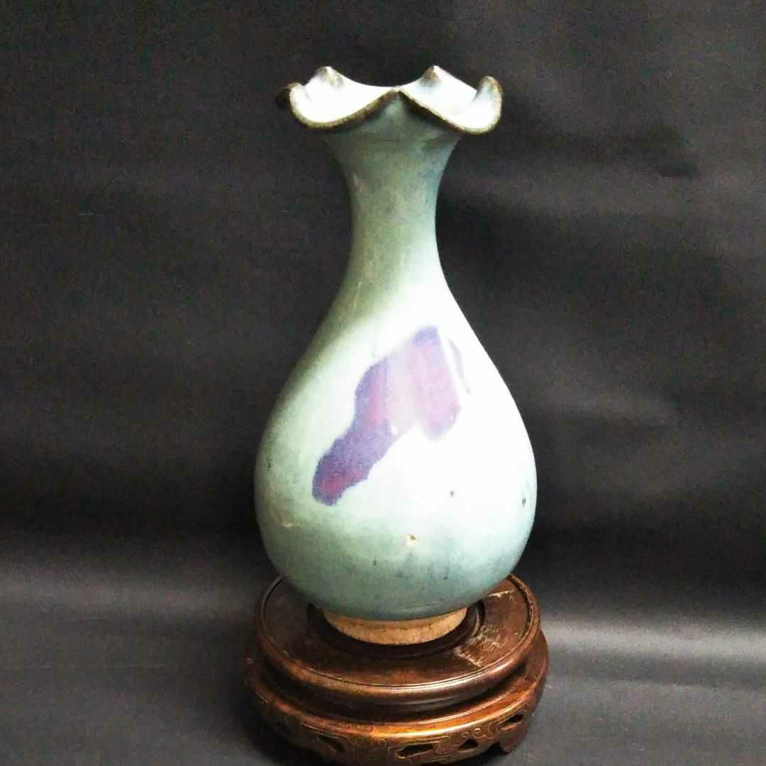 ※中国古美術/鈞窯天藍釉紫班百合口玉壺/北宋代/