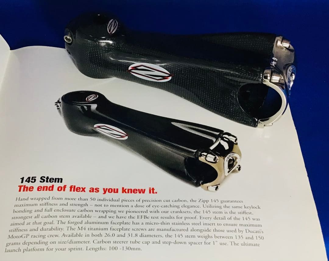 デッドストック ZIPP 145 カーボン製 ステム 130mm ヘッドカバー付