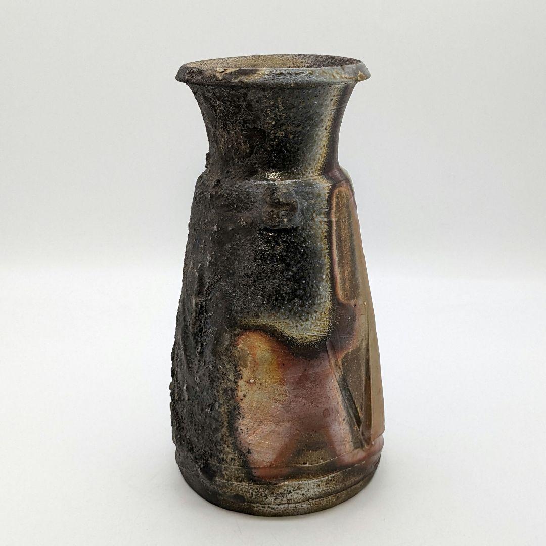 備州窯 備前焼 灰被り窯変耳付花入 共箱栞 花器 フラワーベース 花瓶 華道具