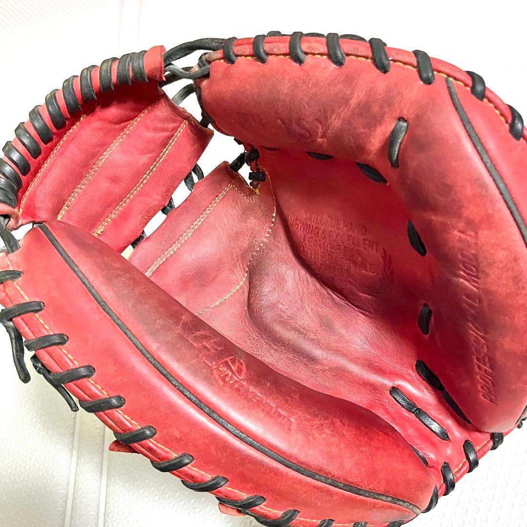 キャッチャーミット　軟式　ハタケヤマ　赤　黒　グローブ　グラブ　相川モデル