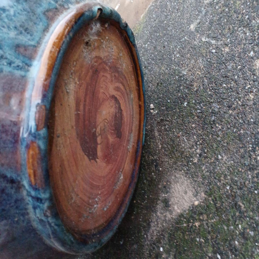 青茶火鉢　水鉢　花鉢　メダカ鉢