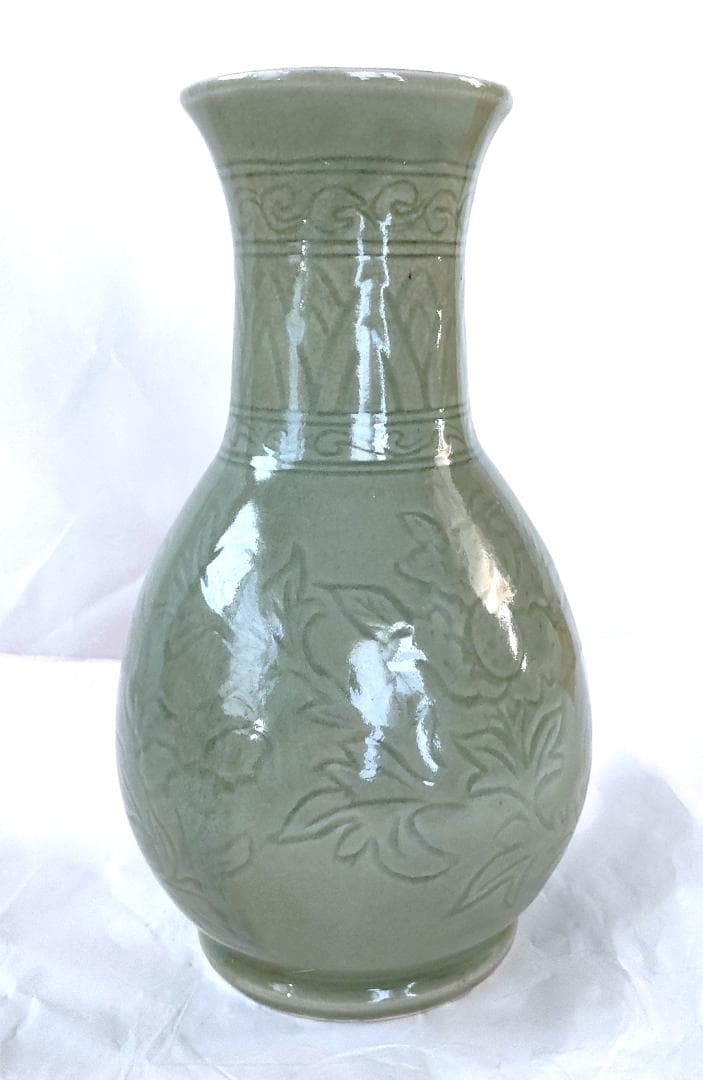 陶器 花器 青磁 美品 Ac-301