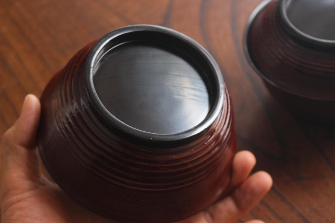 デッドストック！風情ある糸目地に優美な雀稲穂蒔絵の映えるお椀2点（検蒔絵椀雑煮椀