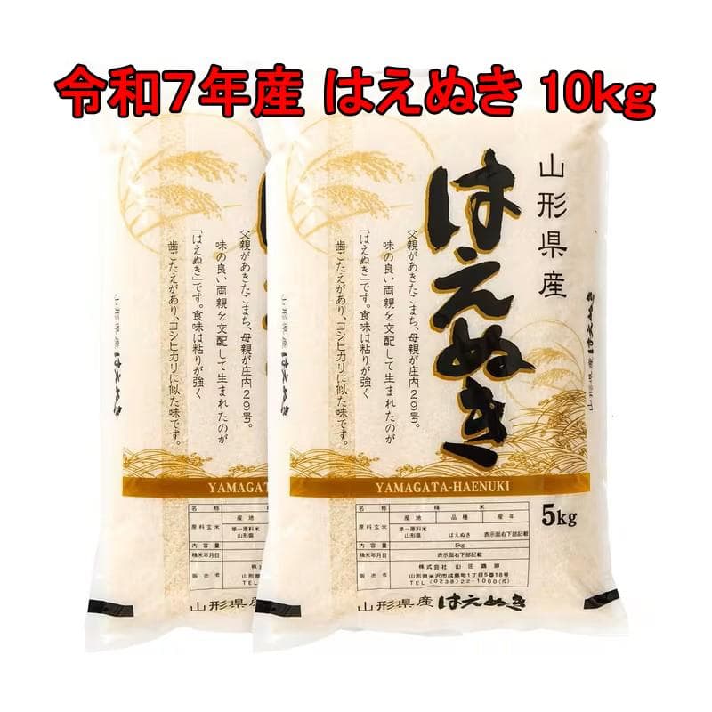 ★山形県産★はえぬき★5㎏ｘ2★単一原料米★令和7年度産★令和８年２月上旬精米★