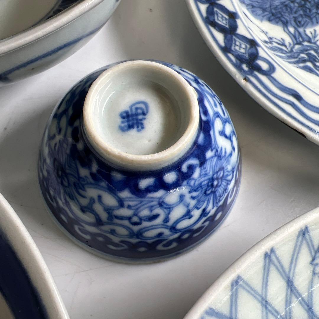 古伊万里　染付上手中皿5枚　東Y8-0106①タカチ