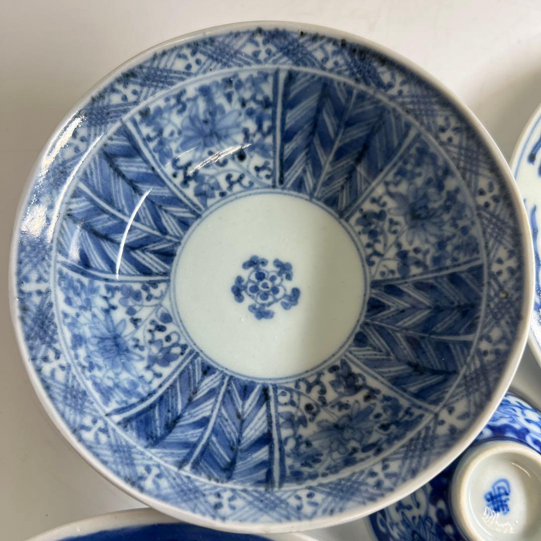 古伊万里　染付上手中皿5枚　東Y8-0106①タカチ