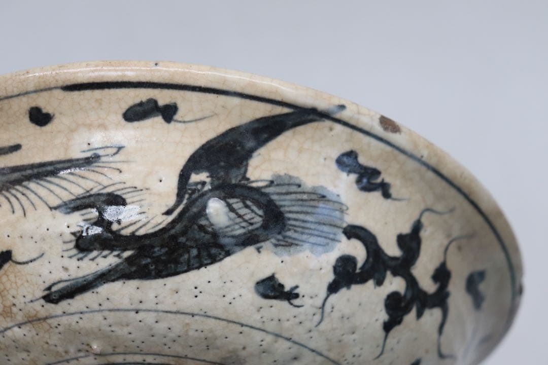 時代　青木米　染付　鳳紋鉢　送料込み250227