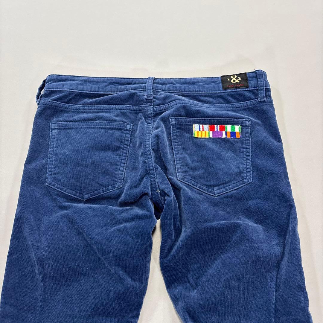 ラフアンドスウェル ロングパンツ S コーデュロイ　細ウネ　ブルー系　メンズ