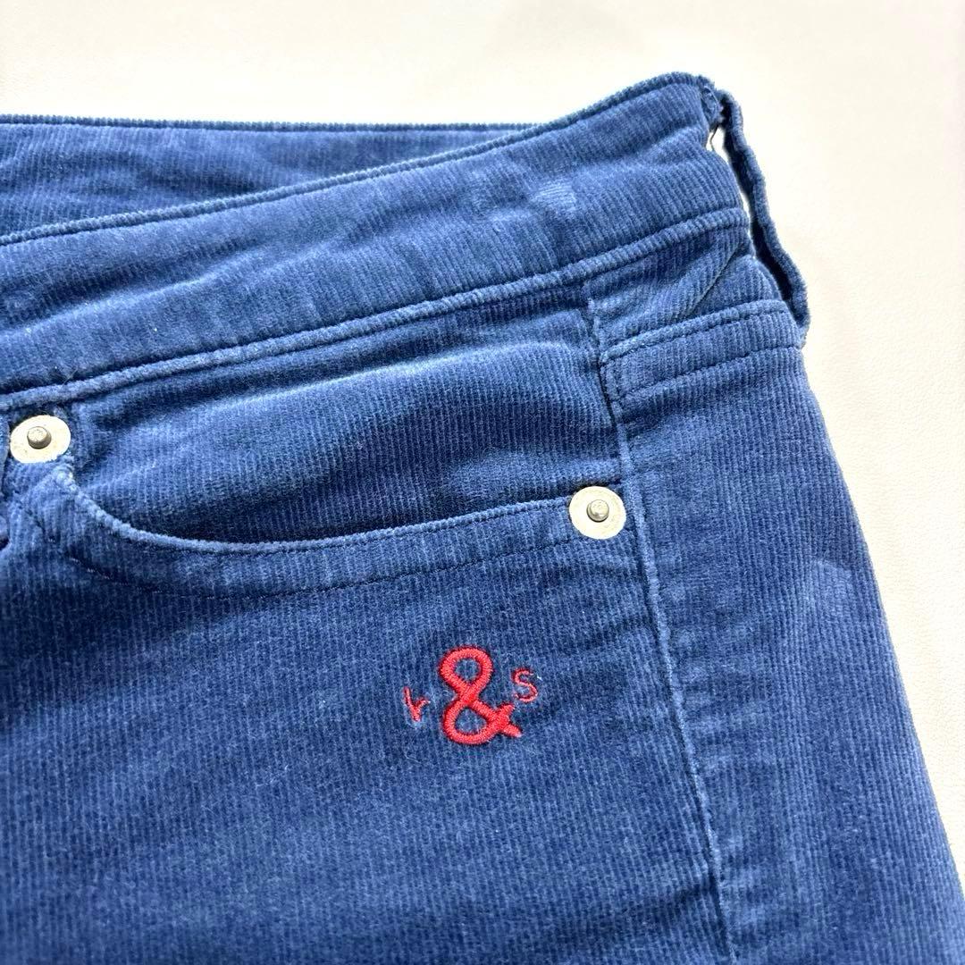 ラフアンドスウェル ロングパンツ S コーデュロイ　細ウネ　ブルー系　メンズ