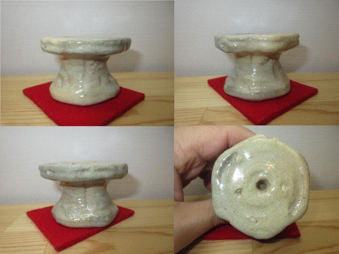 送料込【逢絢亭】茶道具 蓋置 楽焼 鶴亀蓋置 表千家流書付 楽惺入 共箱入り