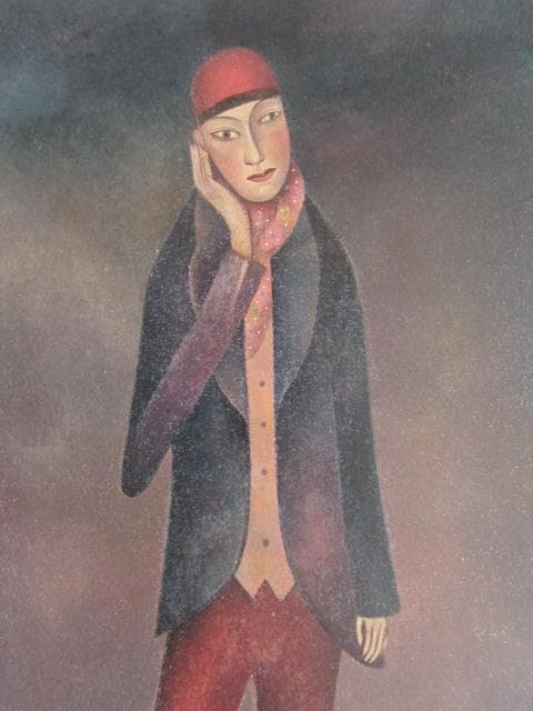 宮崎次郎、【悲しい気持ち】、希少な限定額装用画集画、新品高級額 額装付