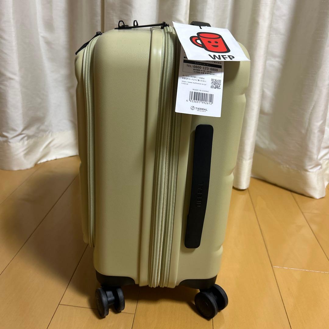 キャスター外せる！フロントオープン　キャリーケース 　Sサイズ　クリームイエロー