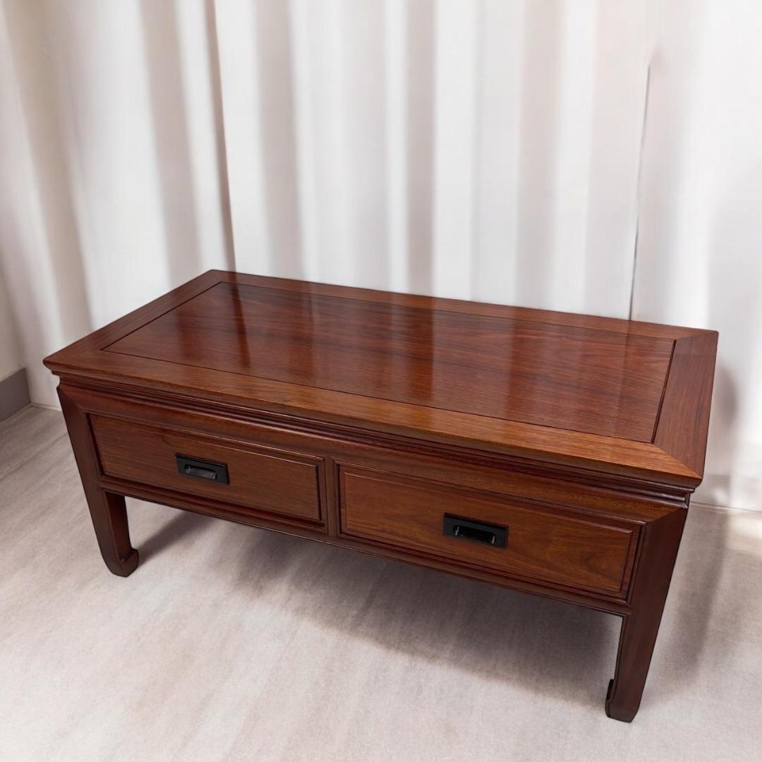 中国家具 唐木 文机 漆塗り 座卓 ローテーブル