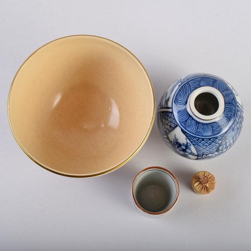 茶道具　岡本陽斉作　七宝蒔絵　利休茶箱　棗など　八点一式　共箱　U　R9271B