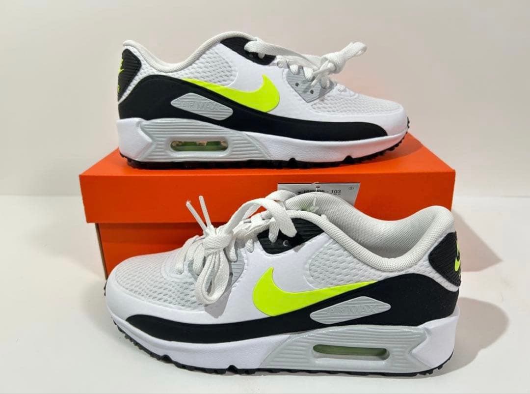 【新品】NIKE エアマックス90ゴルフ ホワイト/ホットライム