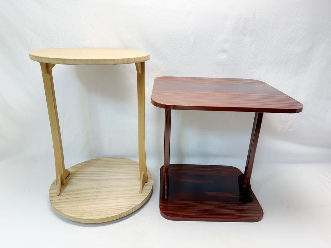 茶道具 休好写し 桐 丸卓 組み立式と 即中斎好 溜塗 小四方棚 2点セット元箱