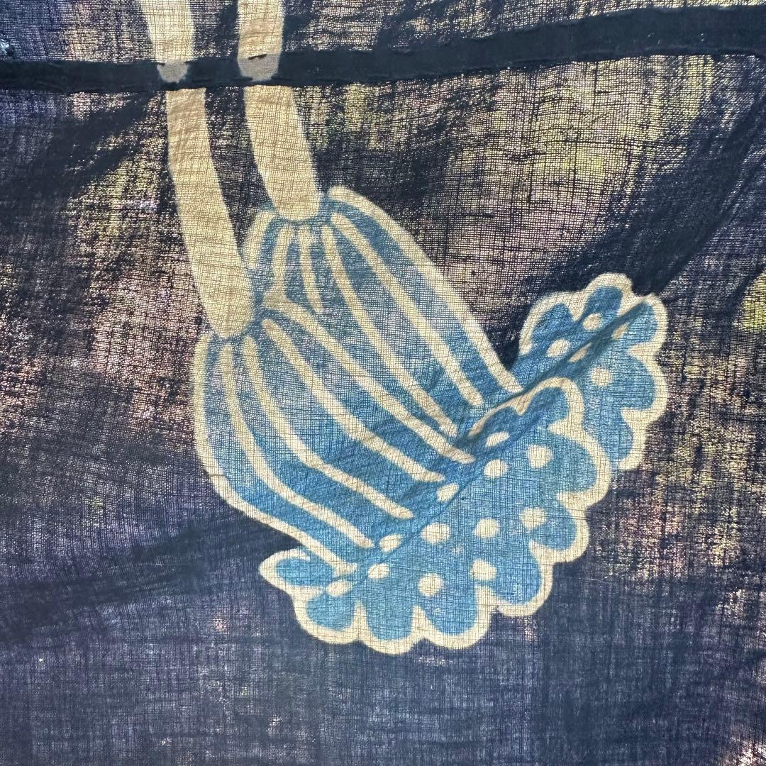 2168様感謝‼️明日につなぐ古布　桐花扇面TSUTSUGAKI筒がき藍染大風呂敷