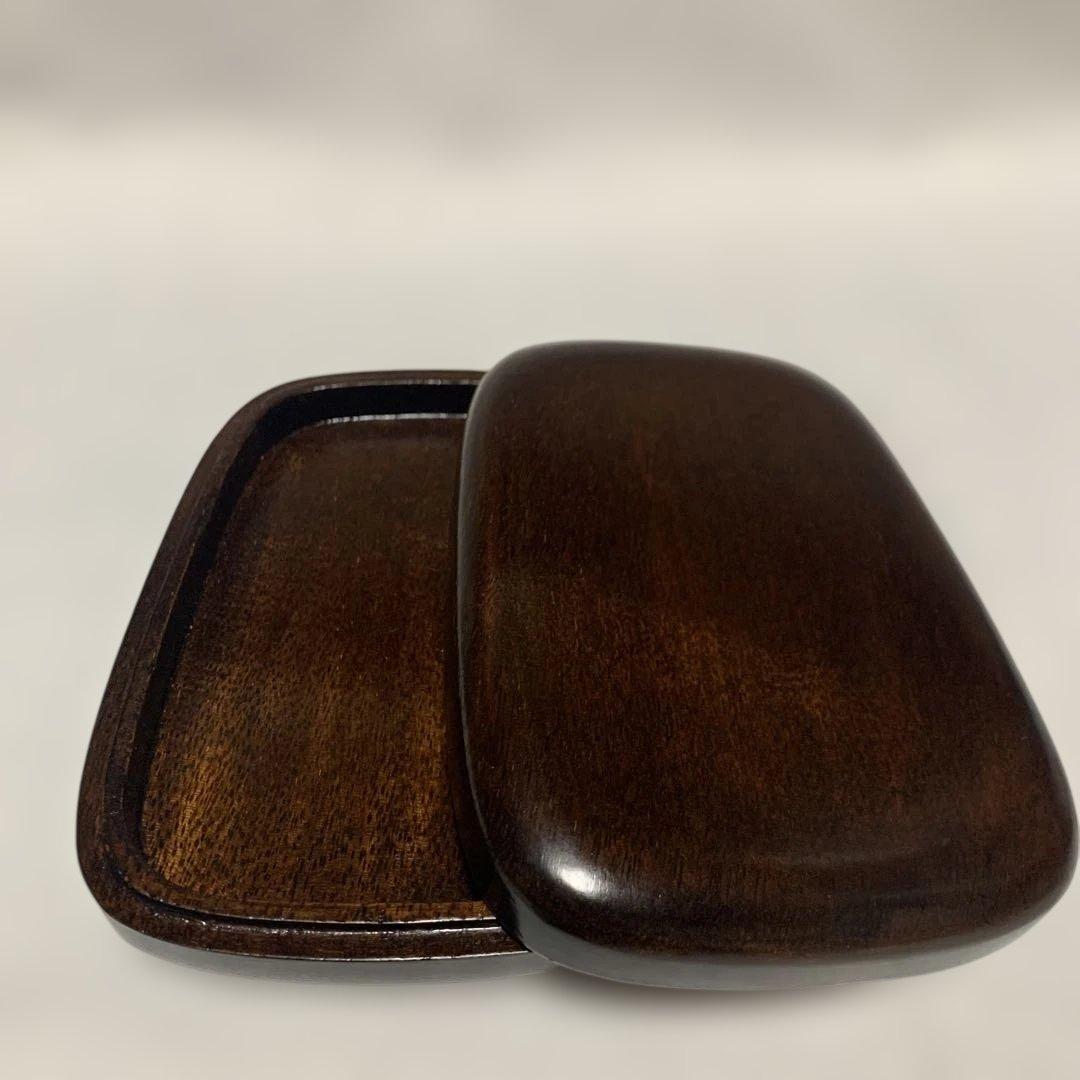 硯　書道具　瓜模様　天然石　木箱付き