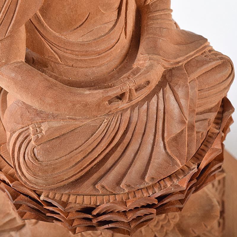 総白檀　天然ダイヤモンド白毫　阿弥陀如来像　美術目録・桐箱付　D　R8425B