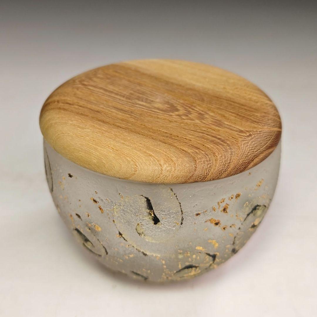 イ824 茶器『大川薫作』『硝子　薄器　共箱』ガラス　棗