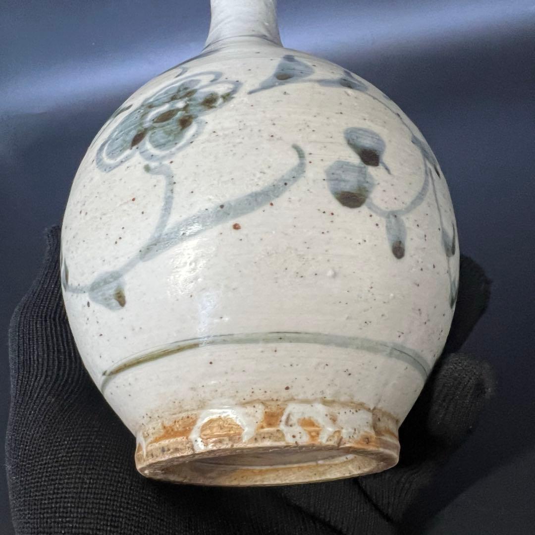 江戸後期〜幕末 伊万里 白磁染付 鶴首徳利（花入） 民藝 古美術骨董◎古道具庵々