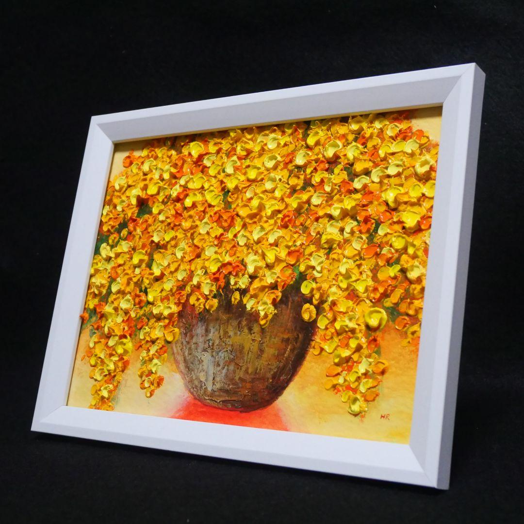 油絵 油彩 油彩画 絵 絵画 ミニ絵画【ミモザ】