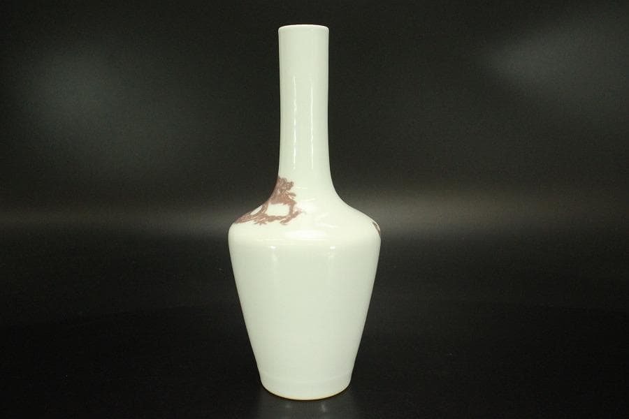 中国美術 紅龍紋 瓶(A759)