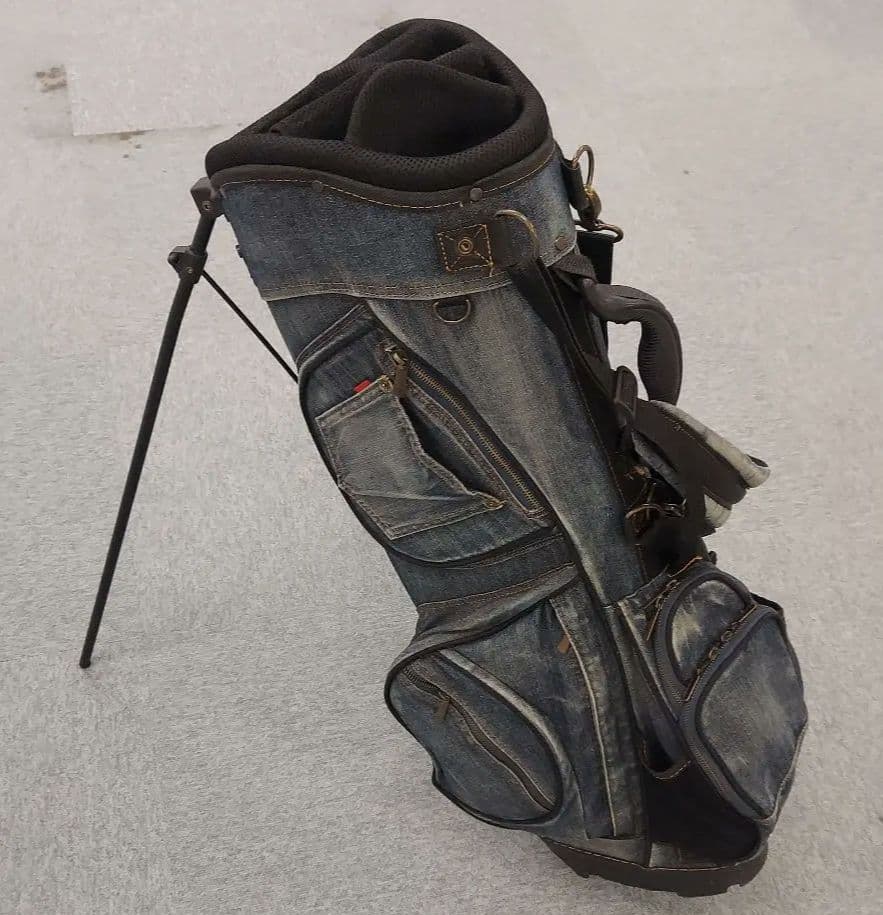 デニムダメージビンテージ風 ゴルフスタンドバッグ